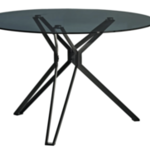 Ronde eettafel, zwart glas POLSPOTTEN